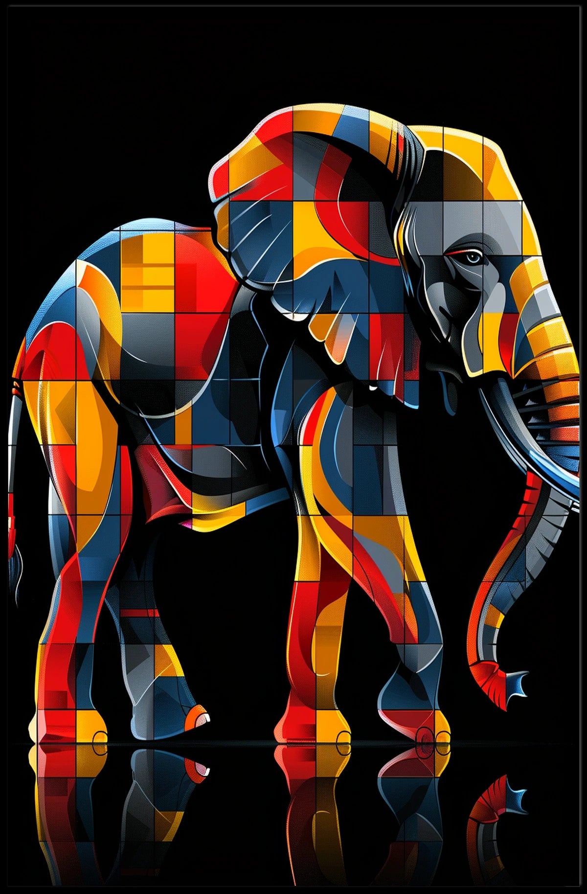 Vibrant Elephant Mosaic Poster