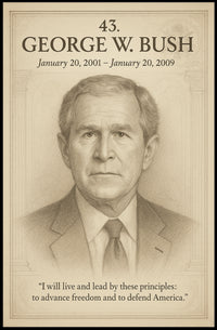 George W. Bush Presidential Portrait Pencil Sketch Poster
