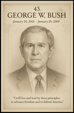 George W. Bush Presidential Portrait Pencil Sketch Poster