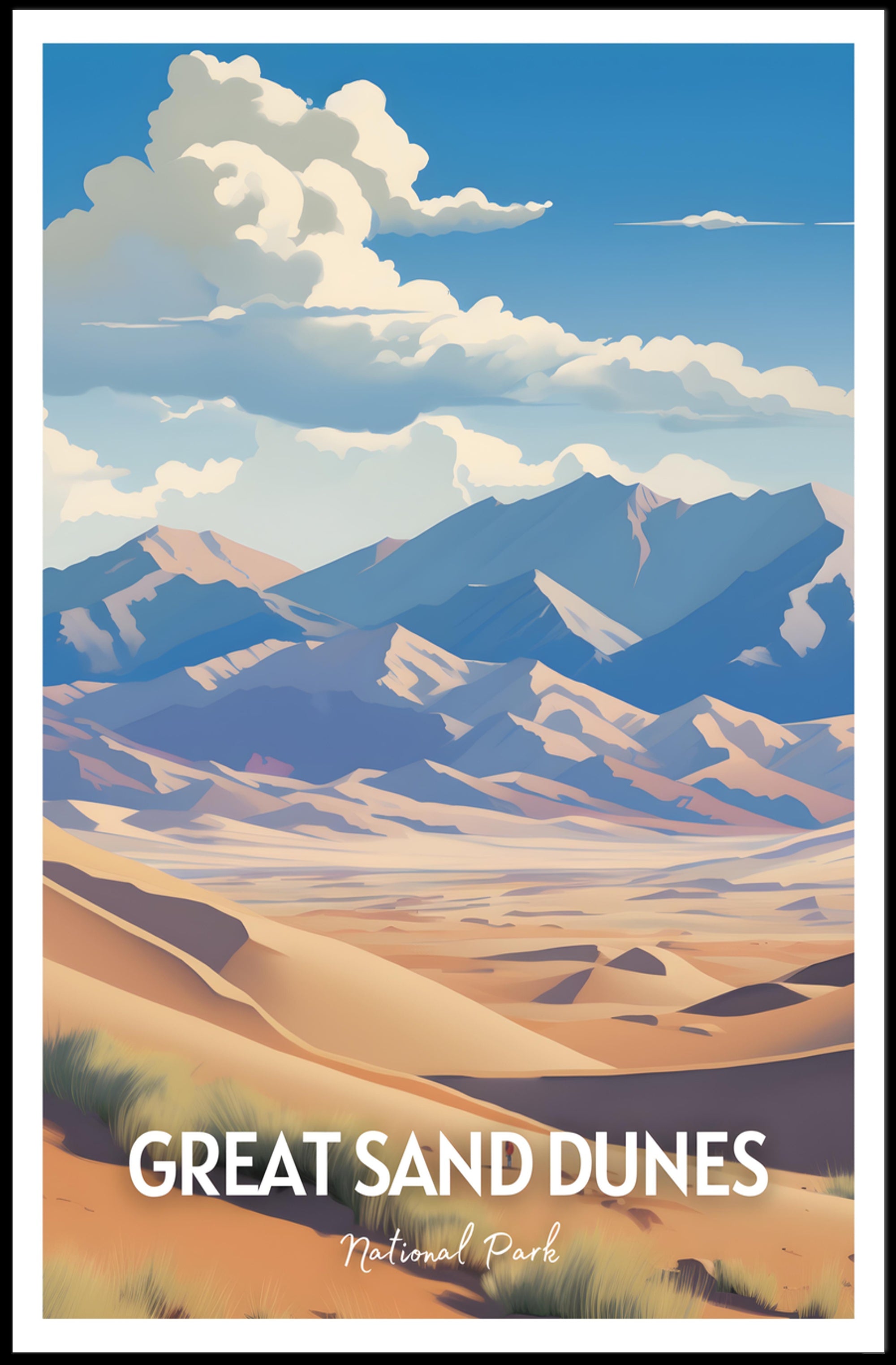 Great Sand Dunes Travel Poster Vintage Wall Art