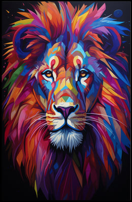Bold Modern Lion Art Poster with Abstract, Artistic Flair