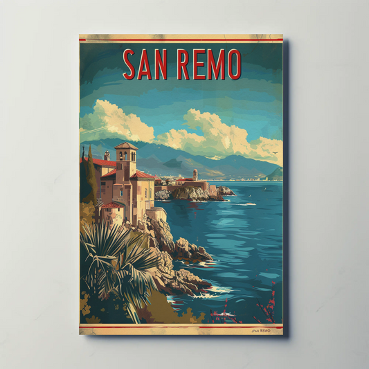 San Remo Italian Riviera Coastline Travel Poster