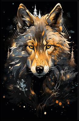 Wolf's Majesty Roars: Stylized Animal Poster
