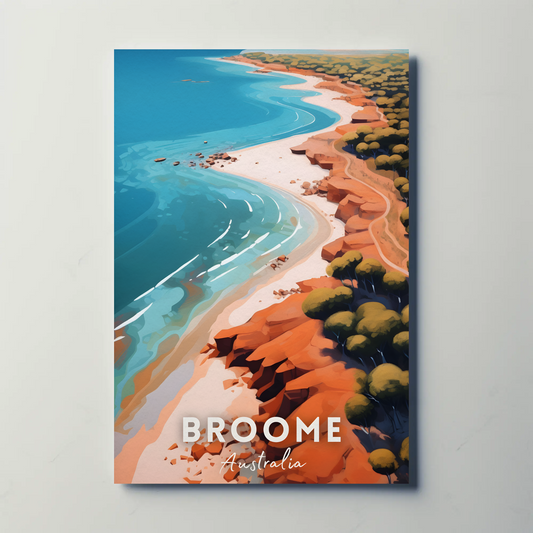 Broome Australia Turquoise Coast Red Rocks Travel Poster