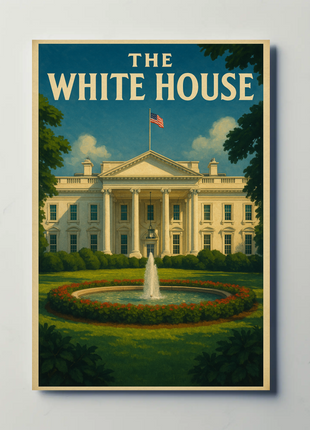 White House Vintage Travel Landmark Historical Poster