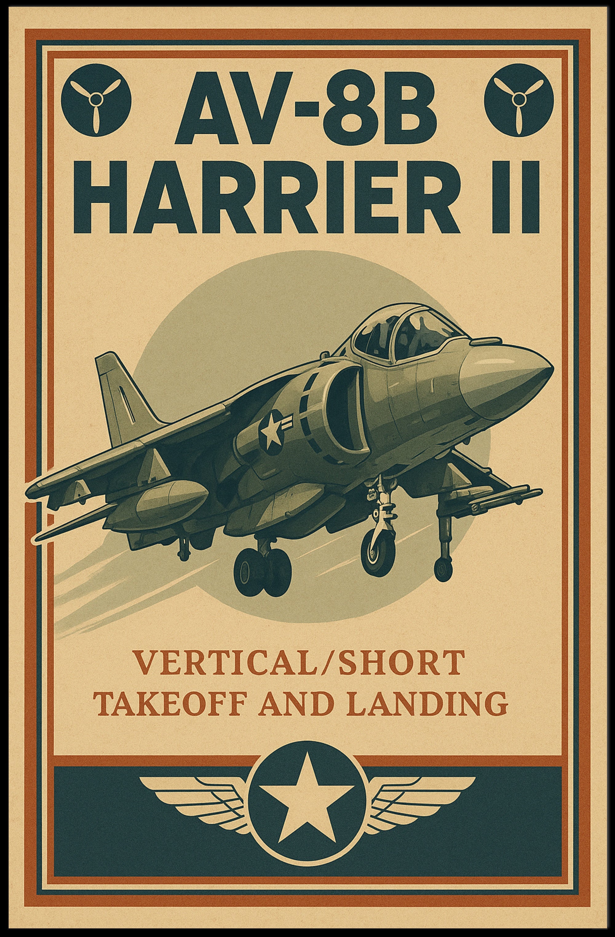 AV-8B Harrier II Retro Military Recruitment Poster