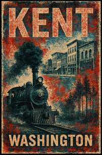 Kent Washington Vintage Railway Nostalgic Art Deco Poster