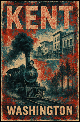 Kent Washington Vintage Railway Nostalgic Art Deco Poster