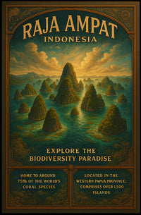 Raja Ampat Travel Poster Vintage Biodiversity Print