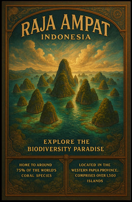 Raja Ampat Travel Poster Vintage Biodiversity Print