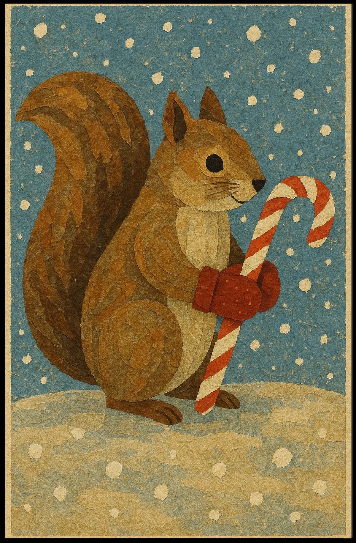 Squirrel Candy Cane Poster