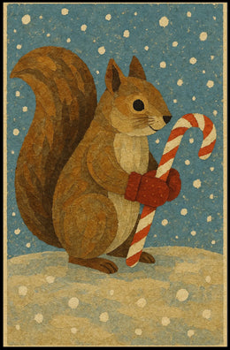 Squirrel Candy Cane Poster