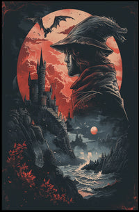 Mystical Mage and Gothic Castle Fantasy Poster PosterGoat