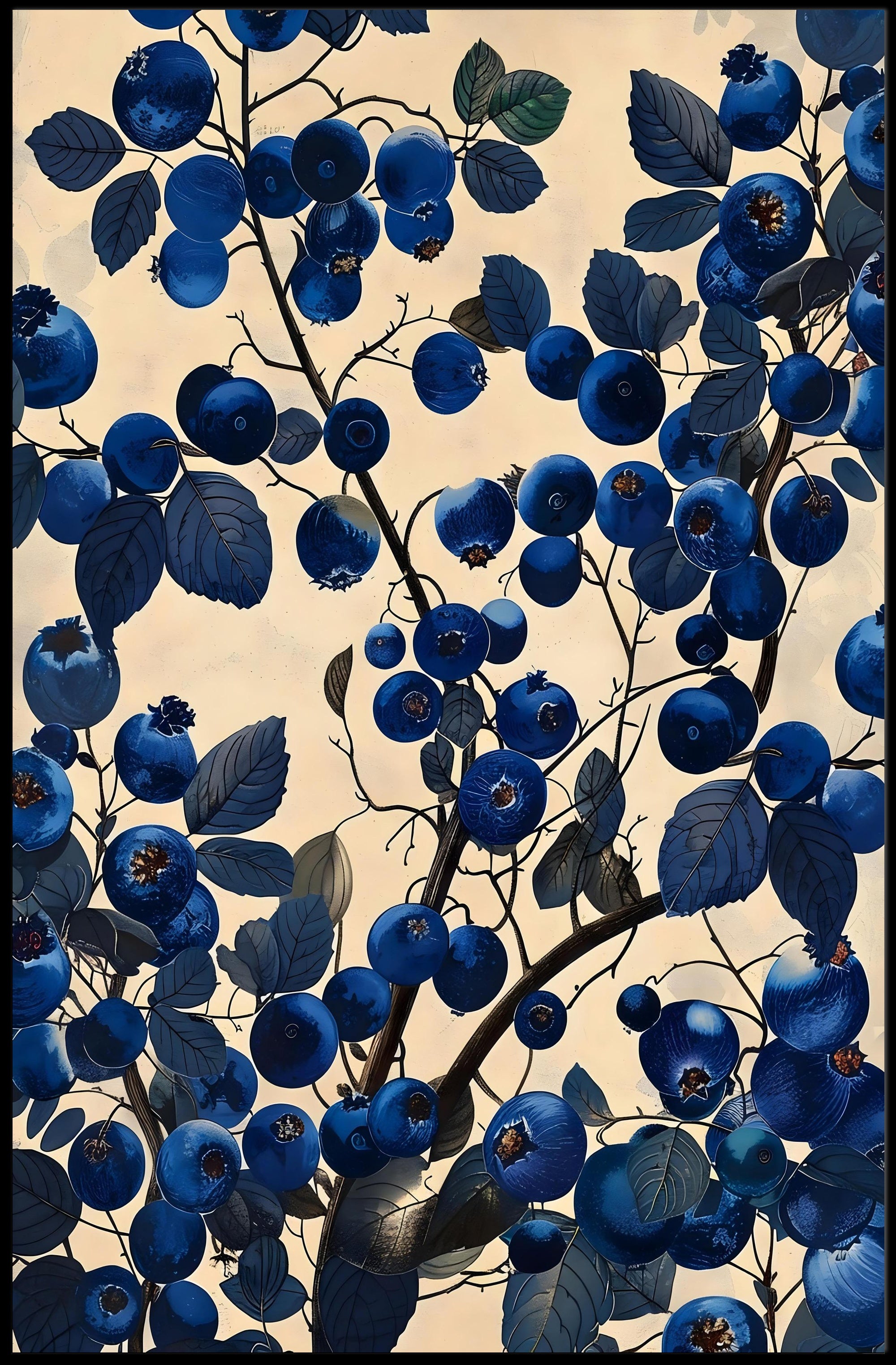 Blueberry Botanical Illustration Wall Art