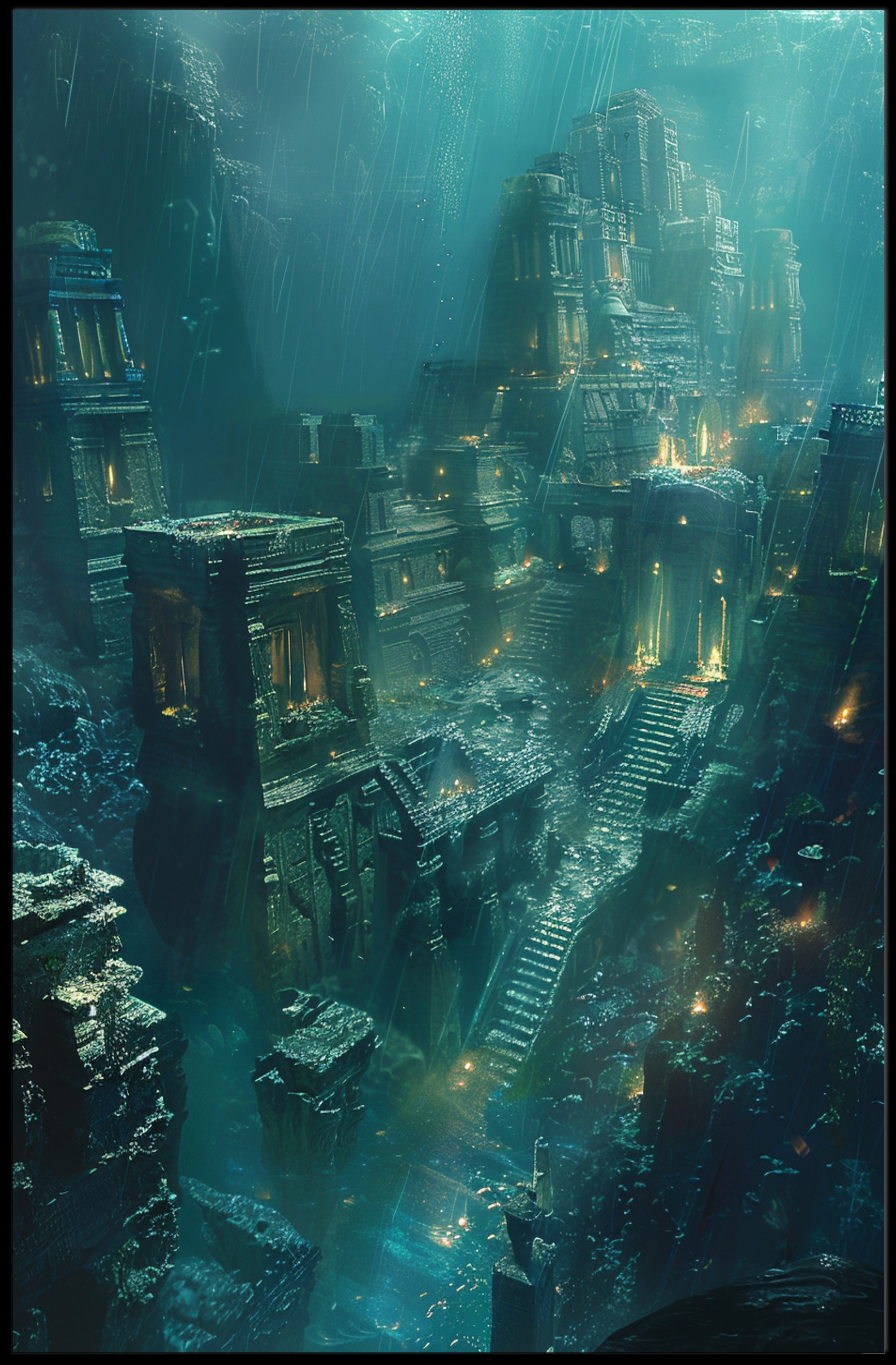 Underwater Ruins of Atlantis Fantasy Mythology Poster PosterGoat