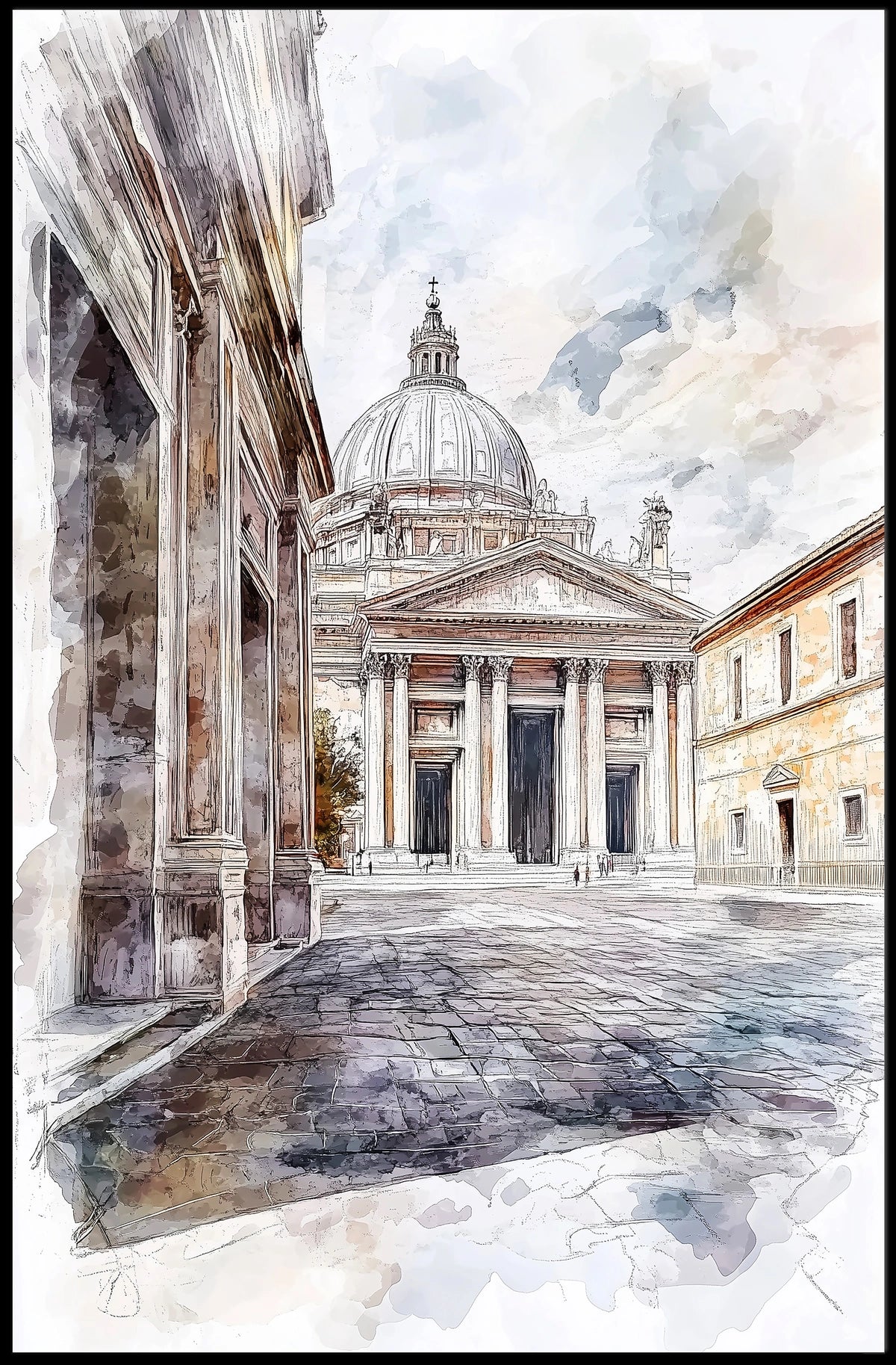 Vatican City Sistine Chapel Courtyard Exterior View Poster