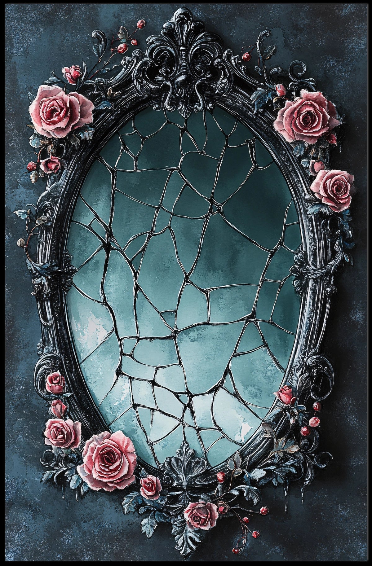 Ornate Floral-Wrapped Vintage Heritage Mirror Poster