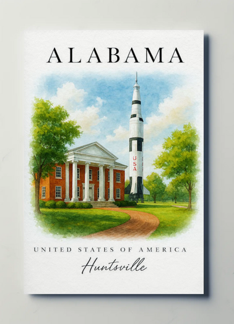 Huntsville Alabama Rocket Museum Campus Travel Poster