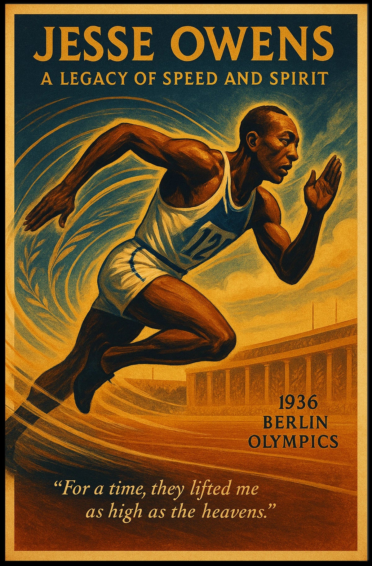 Jesse Owens Vintage Olympic Triumph Art Poster