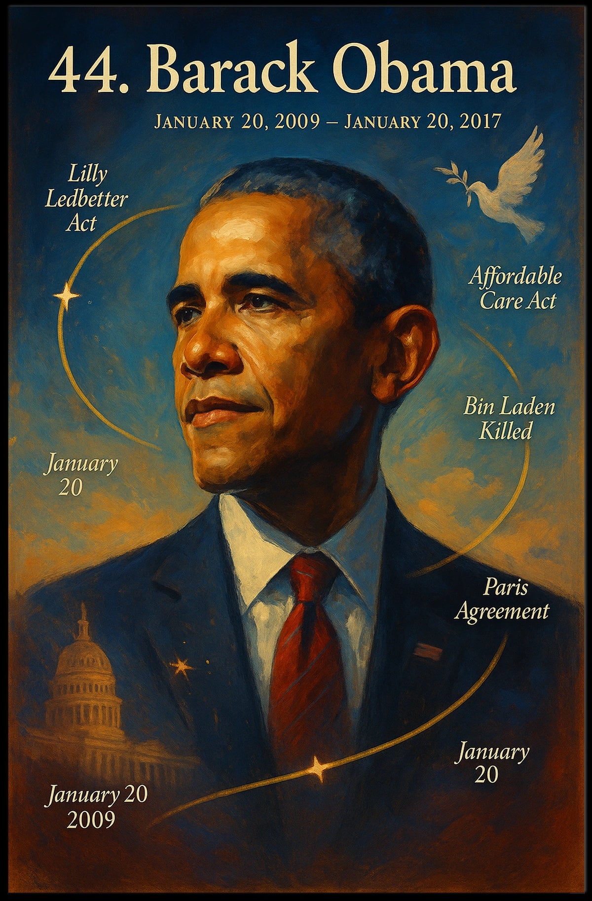 Barack Obama Presidency Achievements 2009-2017 Poster
