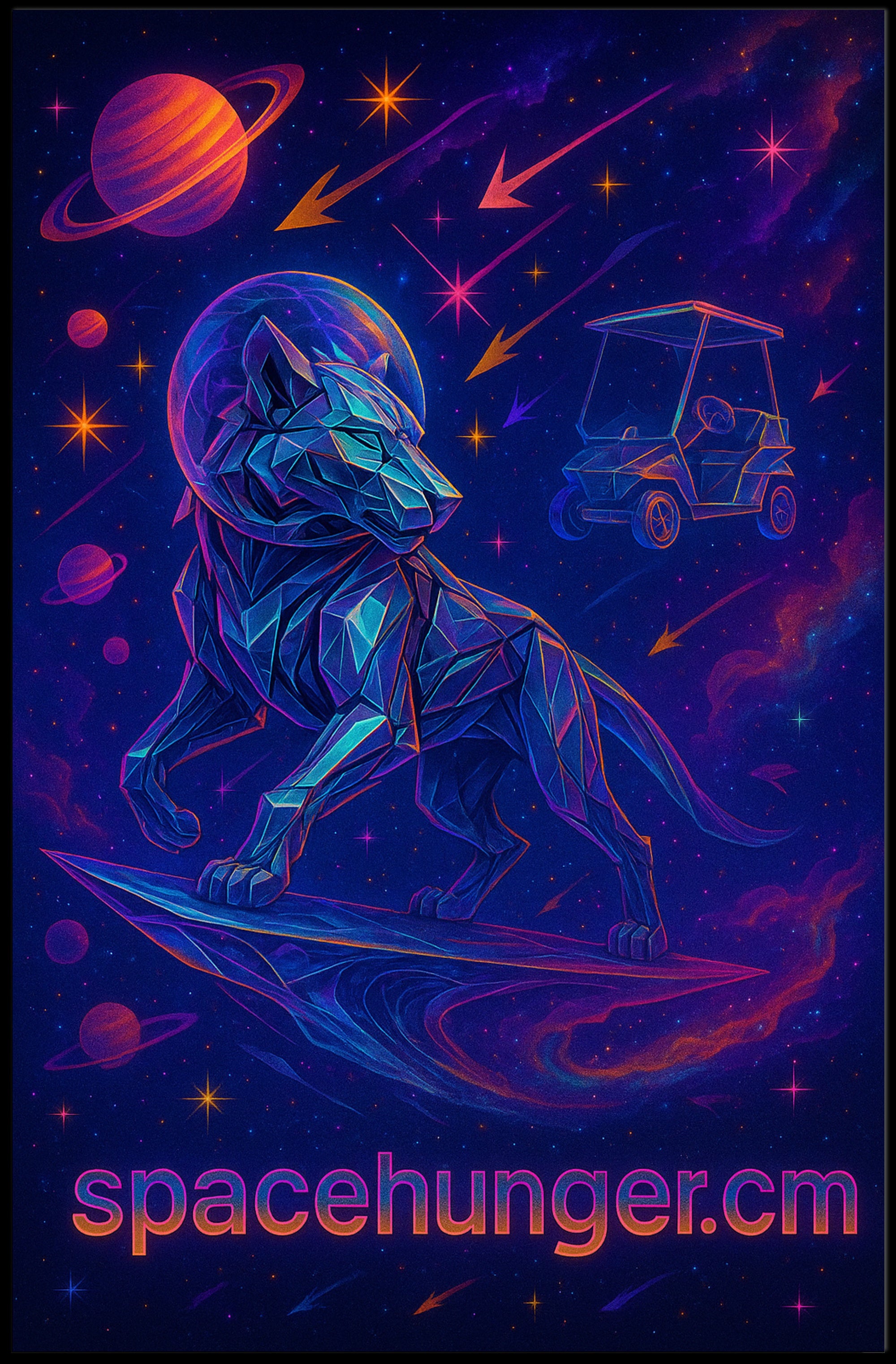 Futuristic Lion in Space Sci-Fi Poster