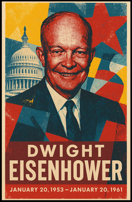 Dwight Eisenhower Patriotic Vintage Art Portrait Retro Eighties Stencil Print HistoryLover Poster