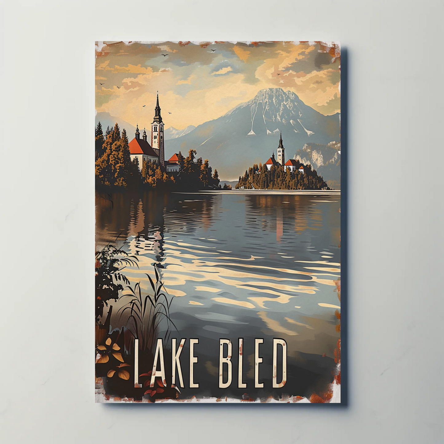 Lake Bled Island Church Reflection Travel Poster