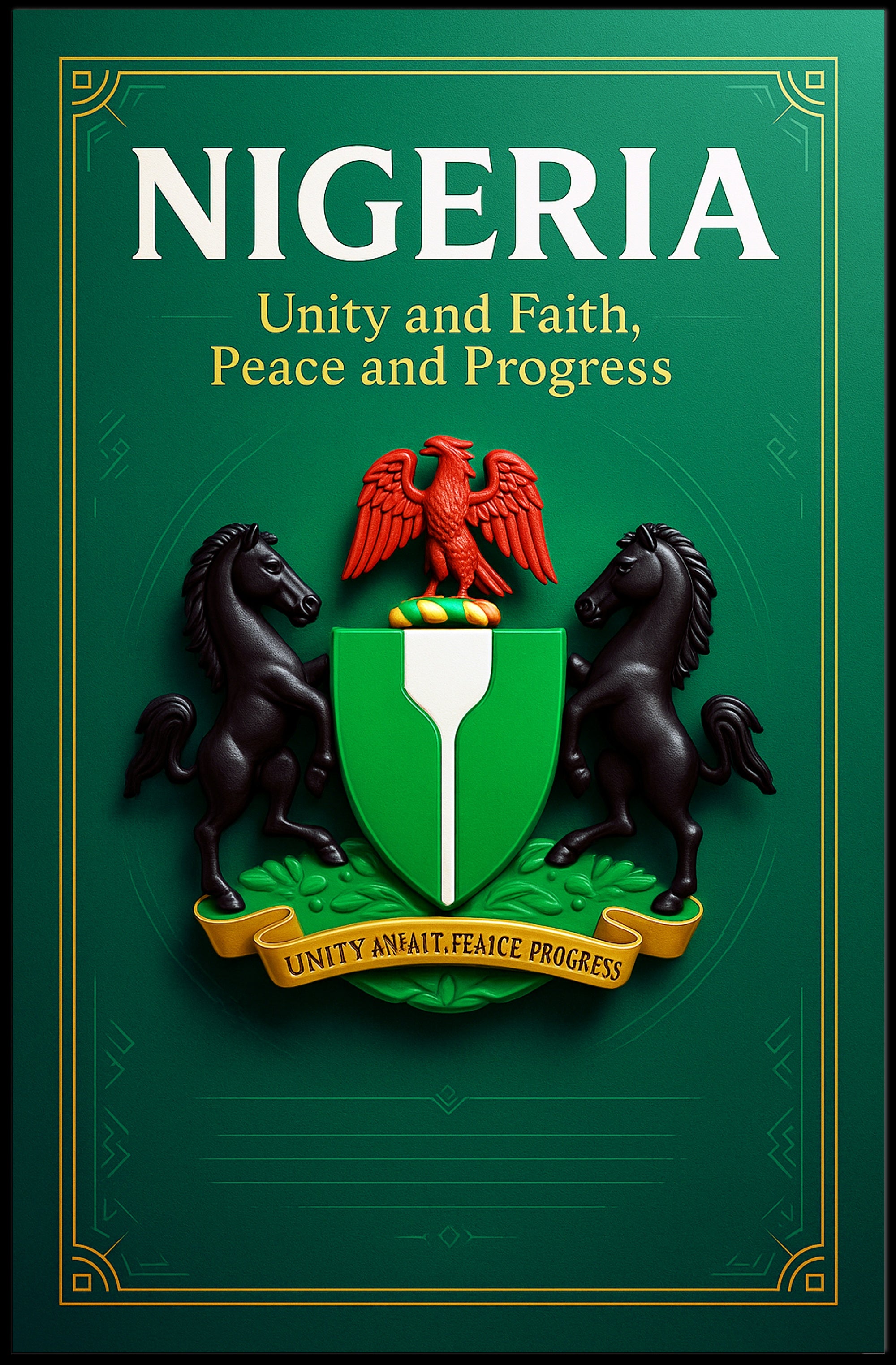 Nigeria Unity and Faith, Peace and Progress Poster PosterGoat