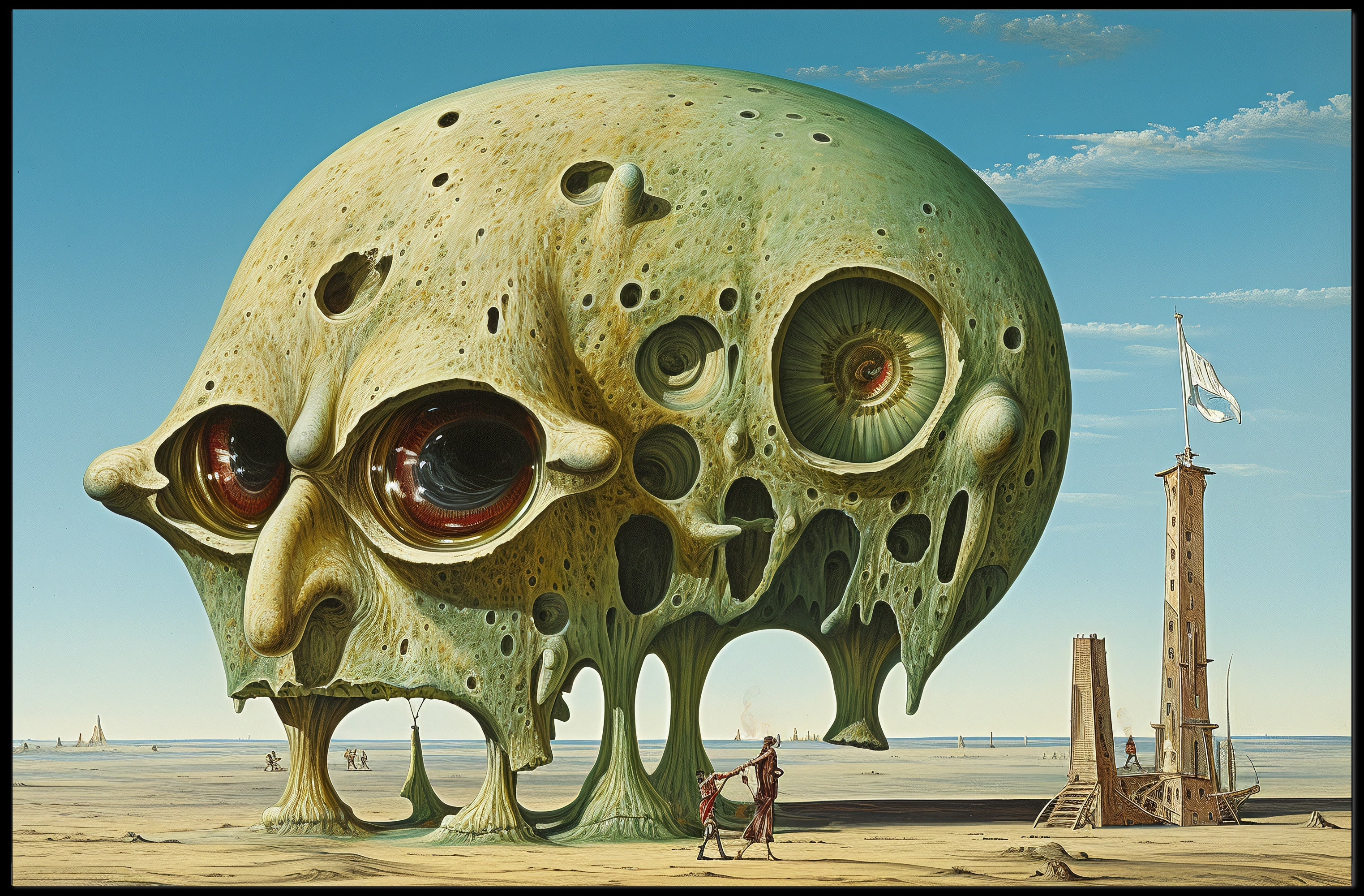 Surreal Desert Skullscape Art: Abstract or Artistic Poster