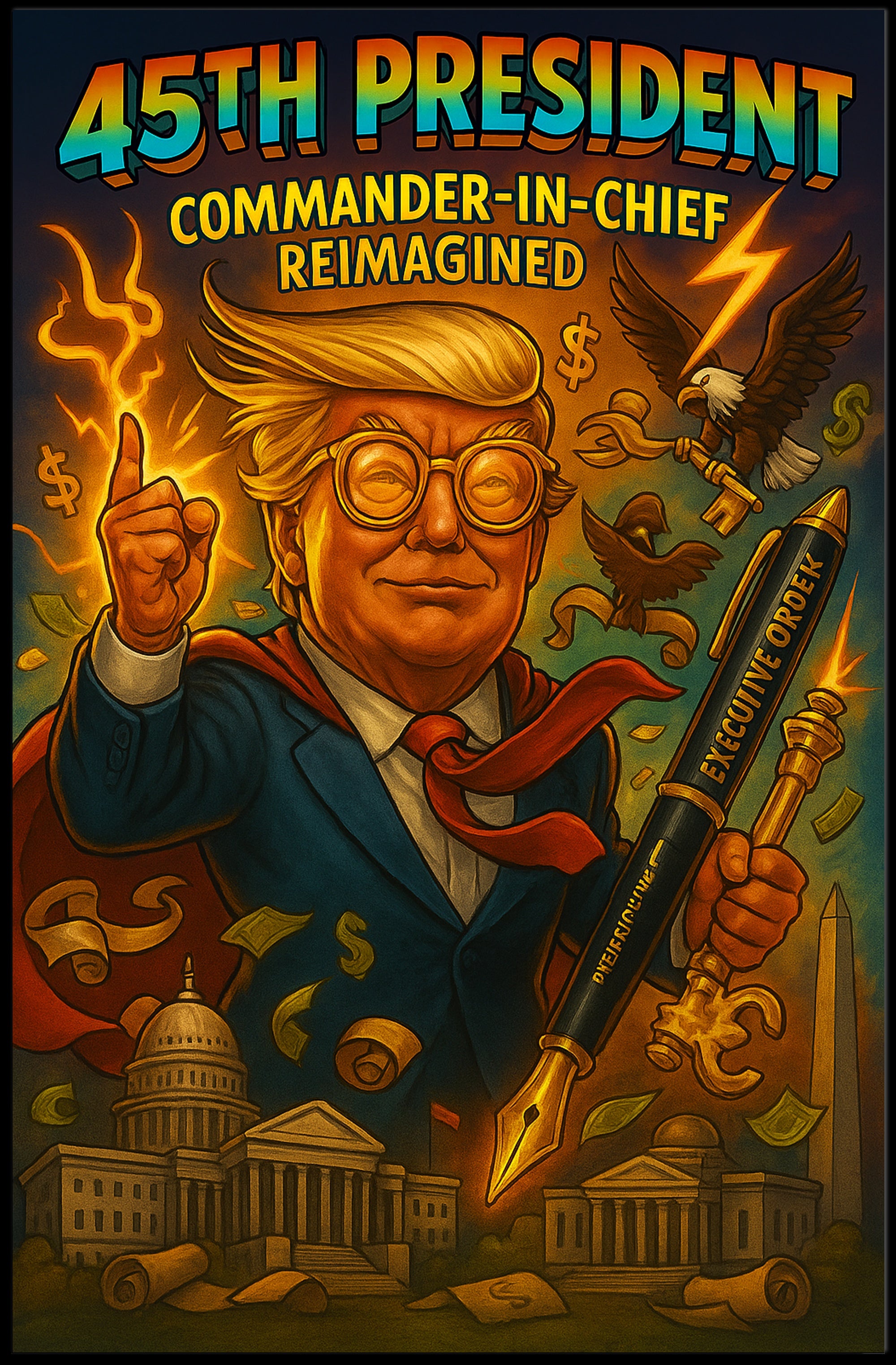 45th President Commander-in-Chief Reimagined Poster PosterGoat