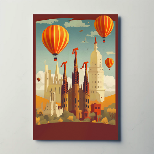 Barcelona Sagrada Familia Balloons View Travel Poster