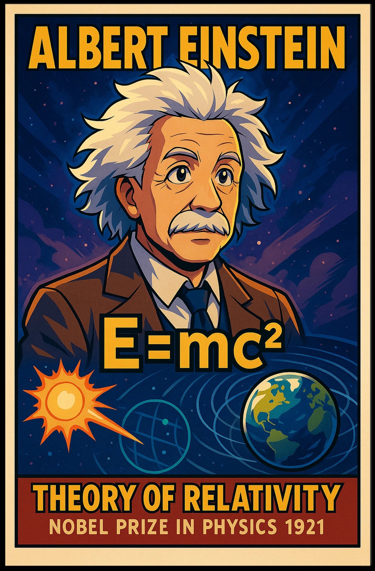 Einstein Nobel Prize Vintage Physics Portrait Gift Poster