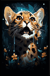 Mystical Jungle Leopard Surreal Art Poster Print