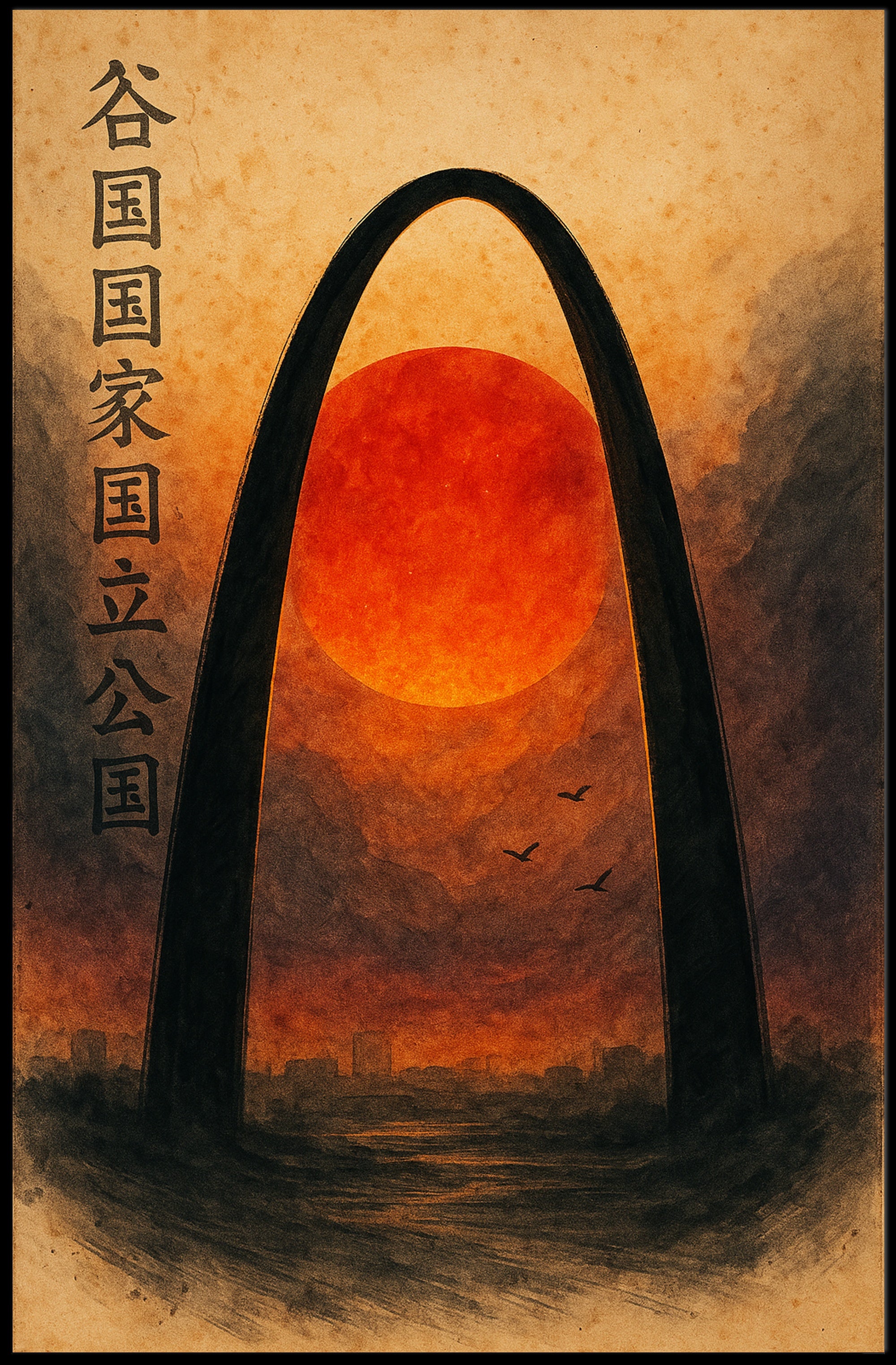 Gateway Arch Sunset Wall Art Print