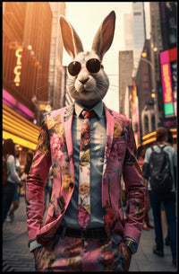 Stylish Rabbit In The City Poster