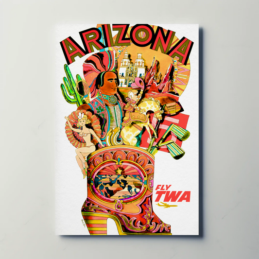 Fly TWA to Arizona Travel Poster by David Klein