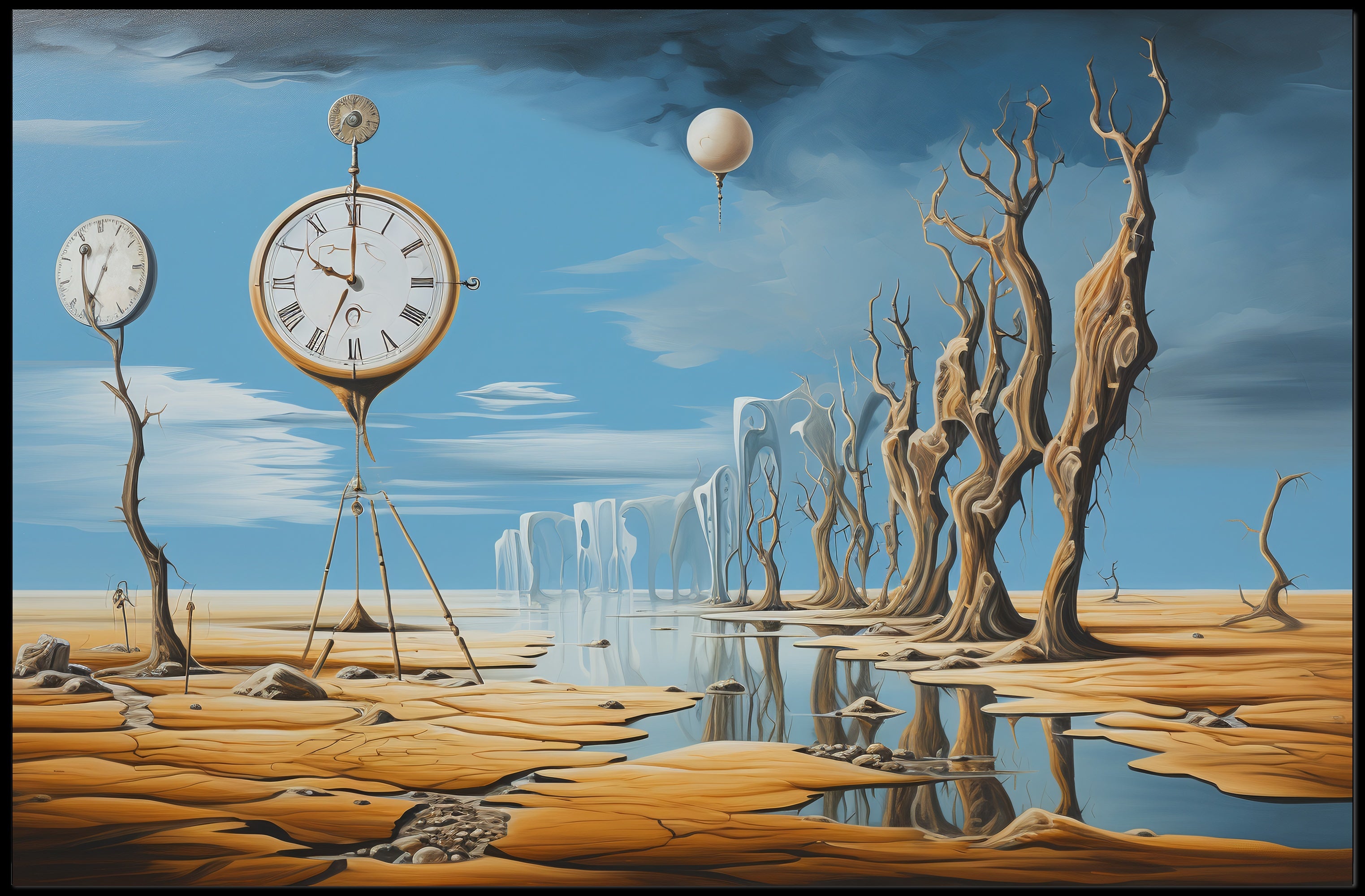 Surreal Time Distortion Desert Artistic Poster