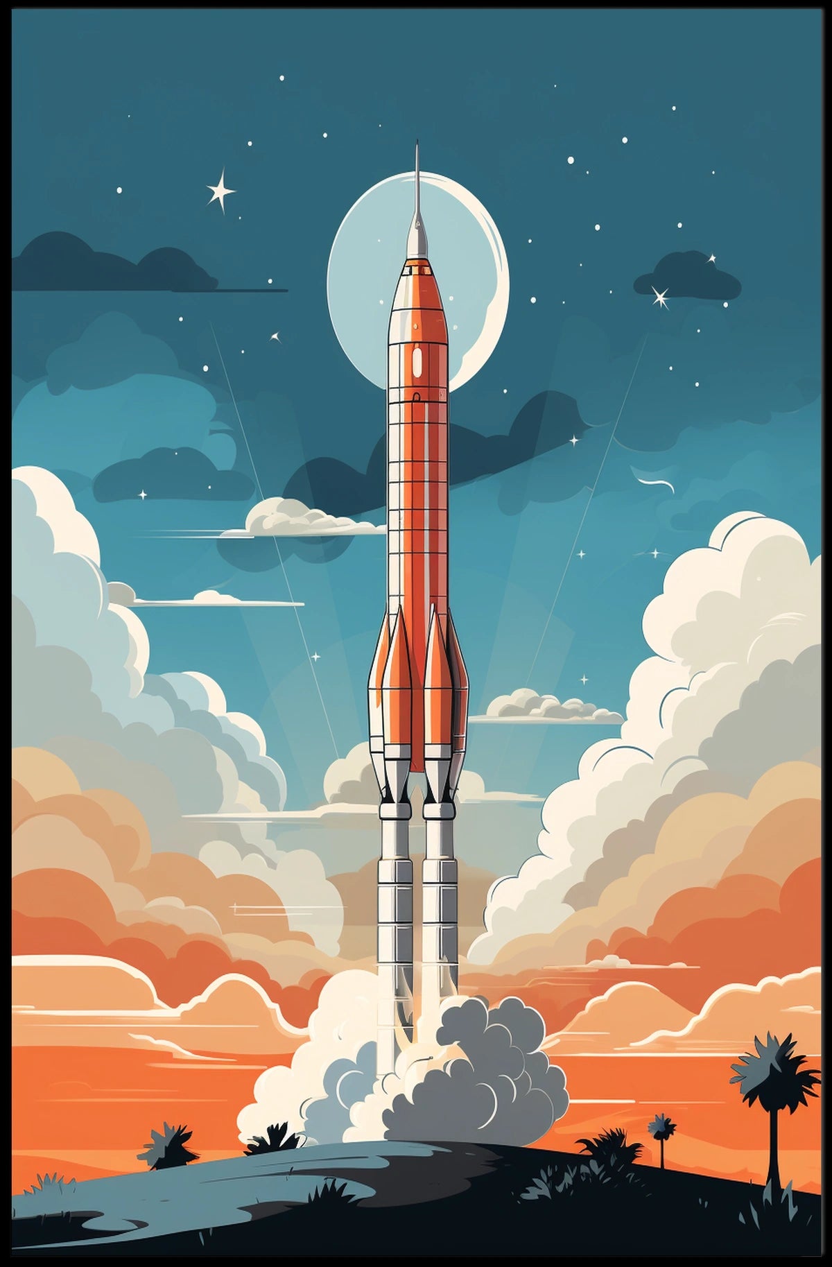 Rocket Launch Adventure: Vintage Space or Astronomy Poster