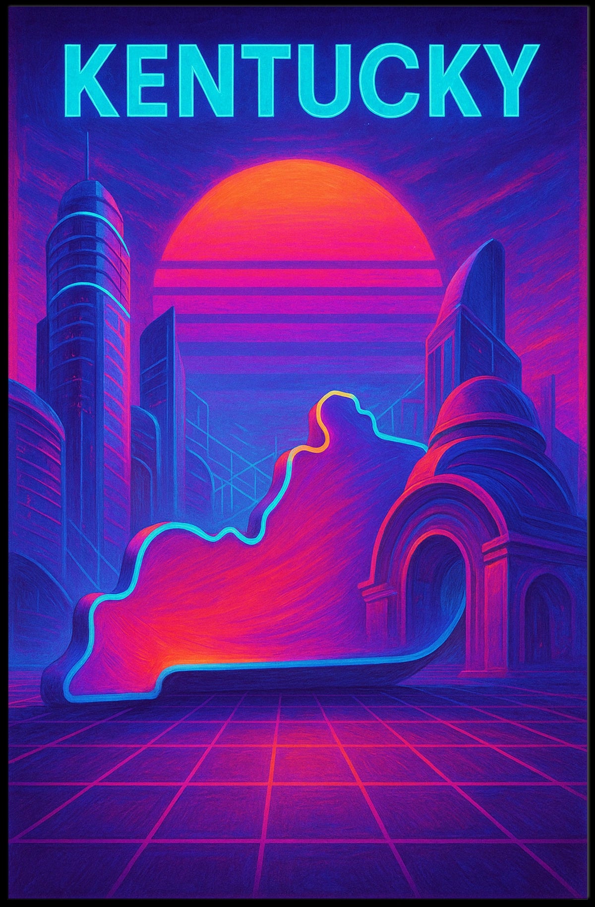 Kentucky A Neon Dreamscape Poster