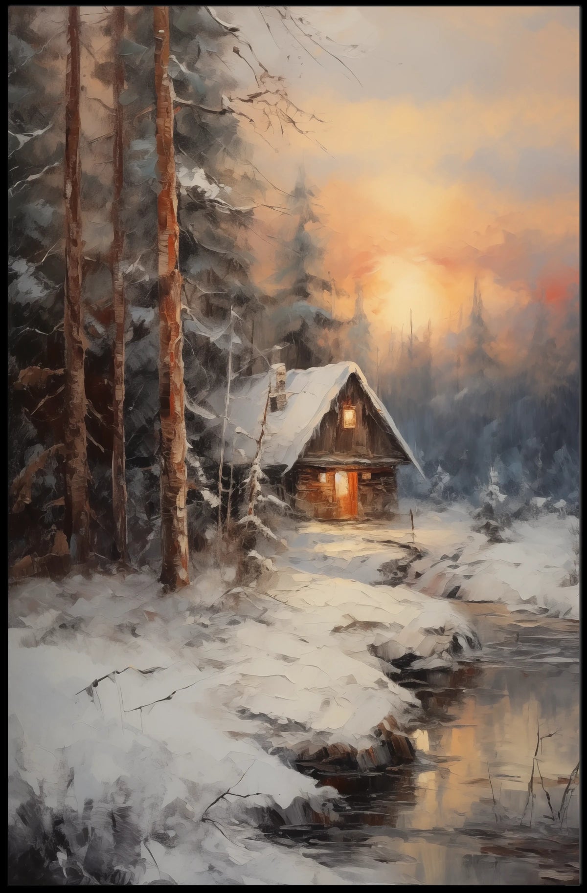 Winter Cabin Retreat Poster