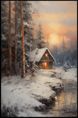 Winter Cabin Retreat Poster