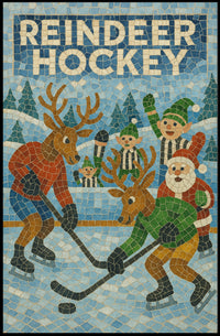 Reindeer Hockey Holiday Sports Poster