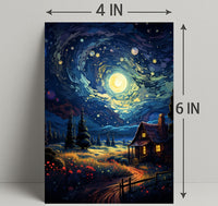 Starry Night Cottage Poster