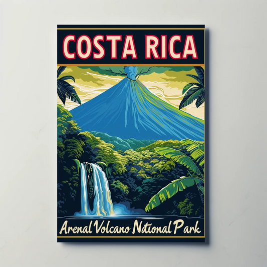 Costa Rica Arenal Volcano National Park Vintage Style Poster