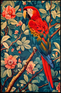 Vibrant Parrot Illustration in Tropical Animal Poster