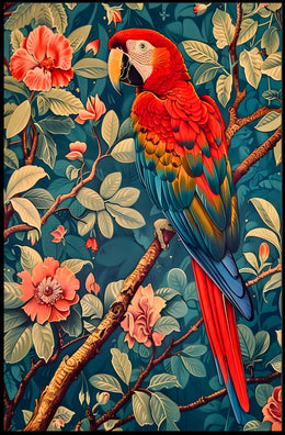 Vibrant Parrot Illustration in Tropical Animal Poster