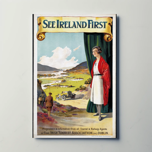 Vintage Poster - See Ireland First Lady and Car