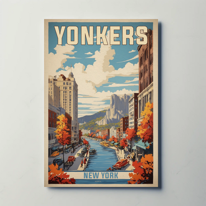 Yonkers New York Cityscape Vintage Travel Poster