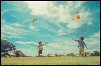 Serene Summer Day Children Kite Flying Poster