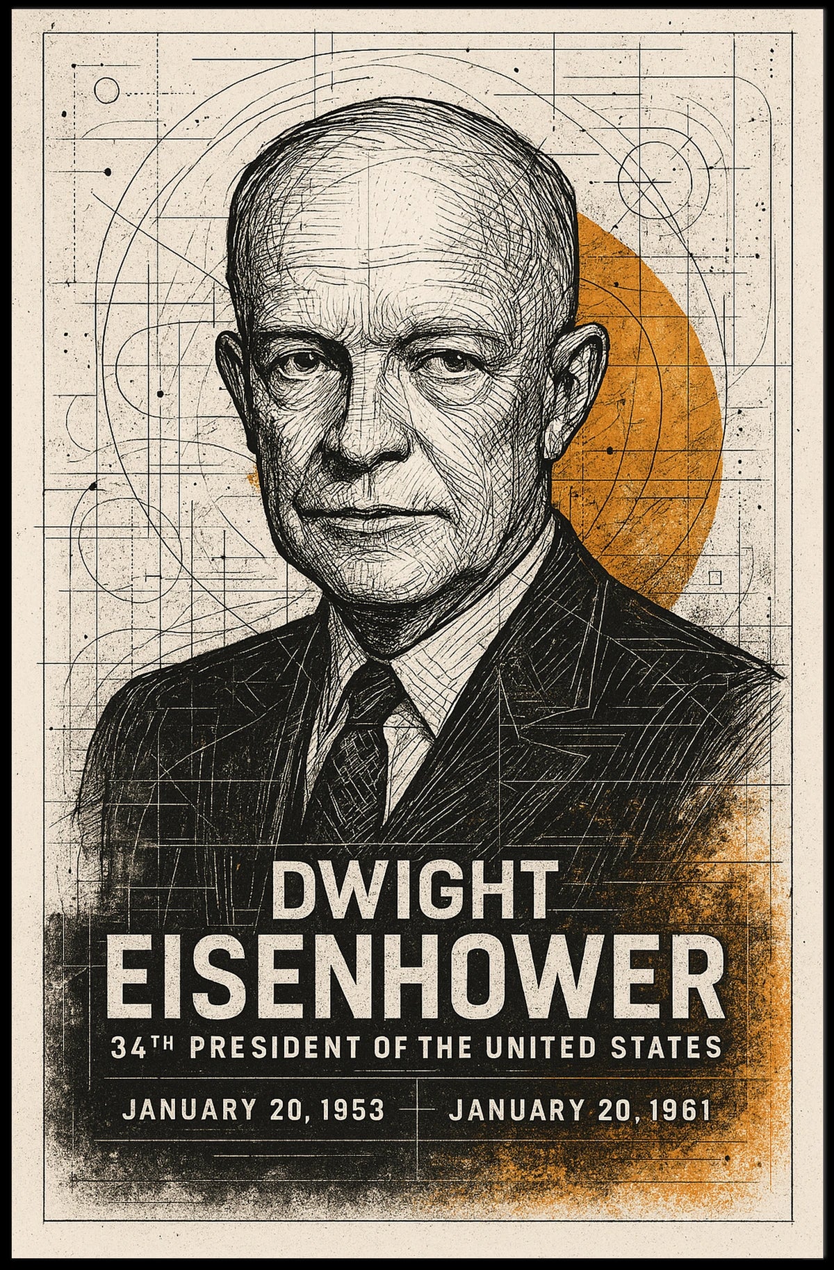 Dwight D. Eisenhower Presidential Vintage Art Historical Poster